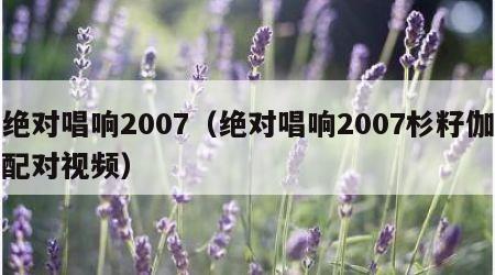 绝对唱响2007（绝对唱响2007杉籽伽配对视频）