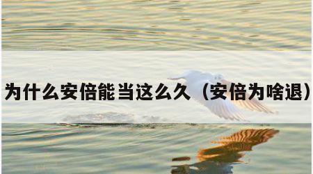 为什么安倍能当这么久（安倍为啥退）