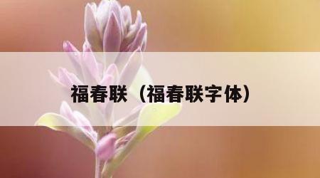 福春联（福春联字体）
