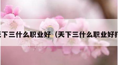 天下三什么职业好（天下三什么职业好打）