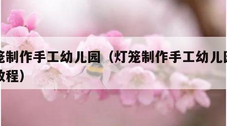灯笼制作手工幼儿园（灯笼制作手工幼儿园简单教程）